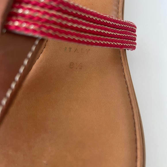 COPY - Italian Shoemakers | Leather Brown & Red Thong Slides Sz 8 1/2 - Picture 7 of 8